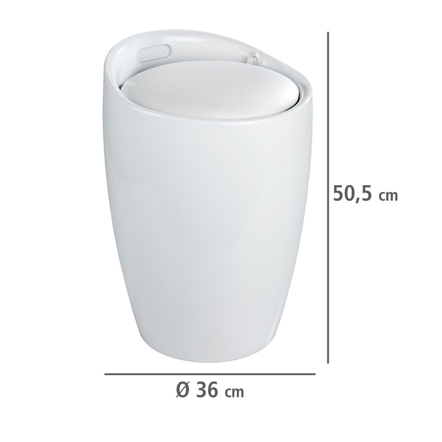 Pufa CANDY WHITE - coș de rufe, 2 în 1, WENKO, alb