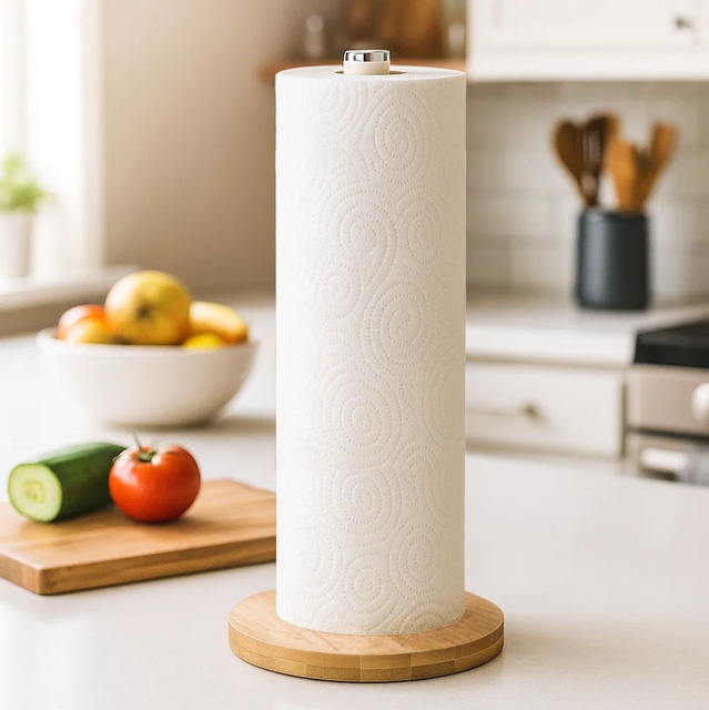 Suport pentru prosoape de hârtie cu bază din bambus, 34 cm