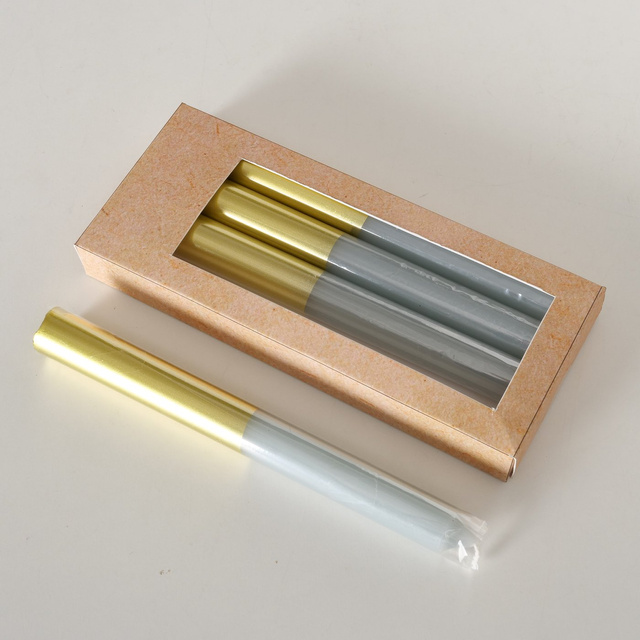 Set 4 lumanari,
albastru cu baza aurie