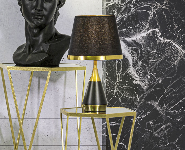 Lampa de masa din metal cu abajur, 28 cm