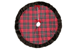 Covor de brad KLAUS, cu finisaj din blană, Ø 90 cm