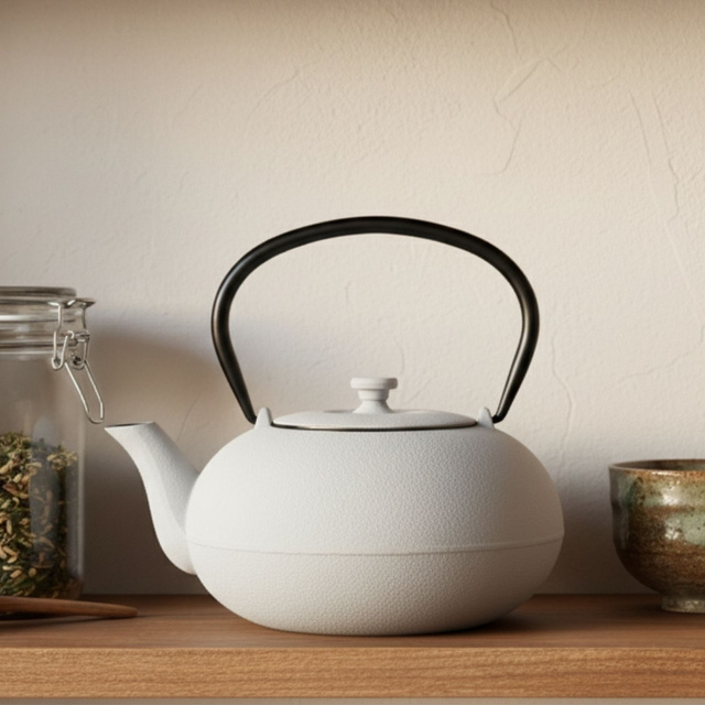 Ceainic din fontă cu infuzor NOMI, 800 ml, alb