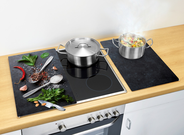 Set 2 placi protectoare pentru aragaz Basil, Sticla, 52x30 cm, ALLSTAR