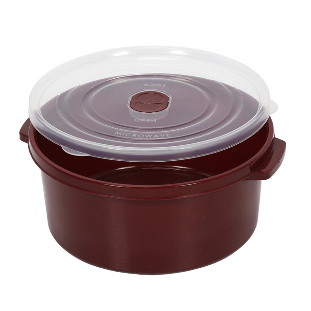 Containere pentru alimente pentru microunde, rotunde, 3 dimensiuni diferite, bordo
