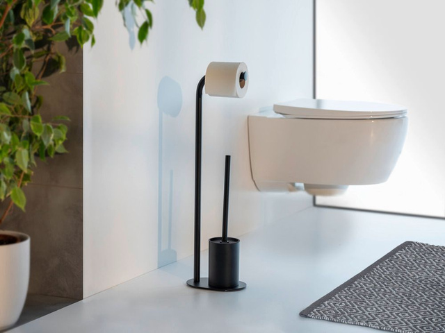 Suport hârtie igienică și perie WC LEVANTE, 2în1