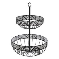Fructiera FRIZE, metalică, 2 nivele, neagră