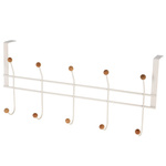 Cuier de usa alb, cu 10 carlige cu bile din lemn, 48 x 21 x 12 cm