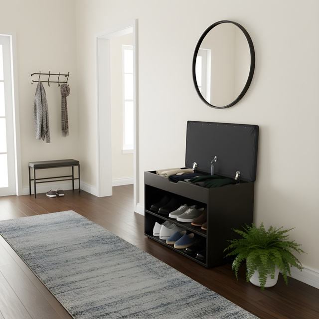 Dulap pentru pantofi cu loc de șezut LEVA, 60 x 30 x 47 cm