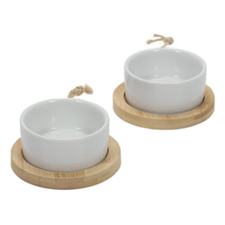 Set 2 boluri + tavite din lemn EH Excellent Houseware, Portelan/Lemn