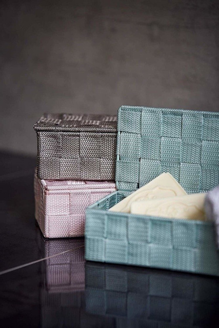 Organizer cu capac ADRIA, recipient pentru baie, WENKO, gri închis