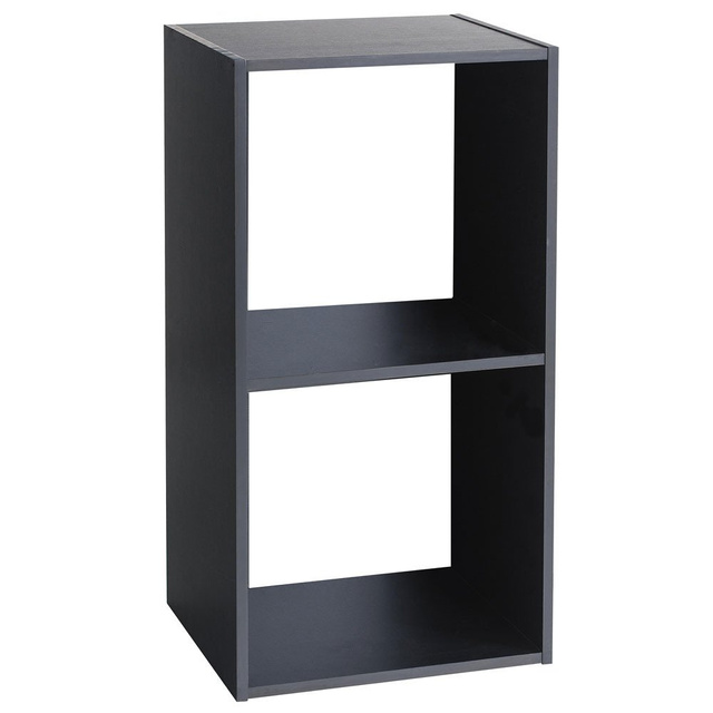 Raft decorativ cu 2 compartimente, inaltime 67,6 cm, negru