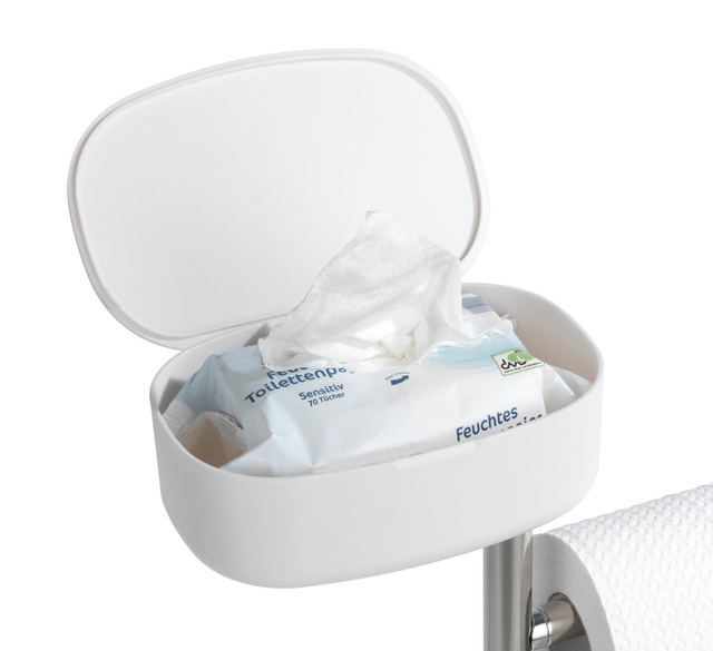 Perie WC cu suport hartie igienica RIVAZZA, 4in1, Alb, 72x32x17 cm, WENKO