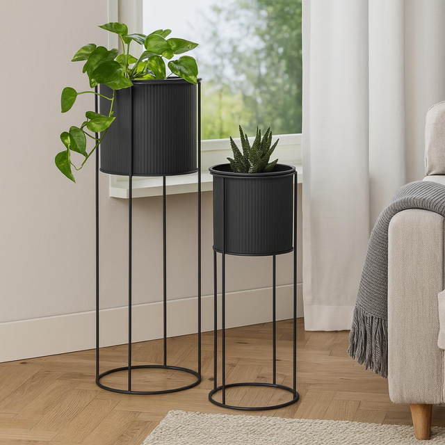 Ghivece metalice IDEM, 2 bucăți, negru