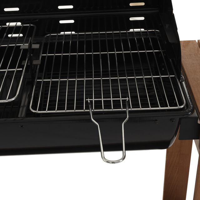 Gratar de gradina cu raft din lemn, BBQ