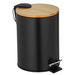 Cos de gunoi pentru baie TORTONA, capac din bambus, cu functie Easy-Close, negru, 3 L, Wenko