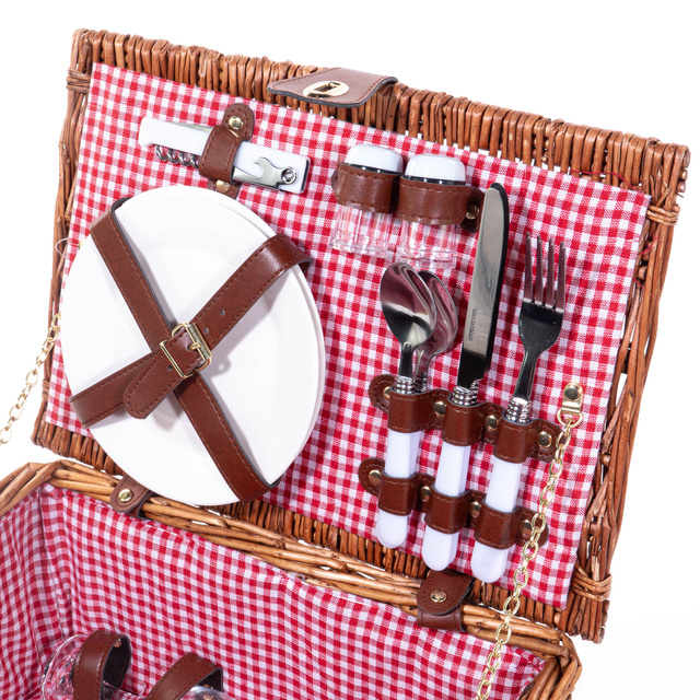 Cos de picnic din rachita Darcel, cu spatii pentru tacamuri