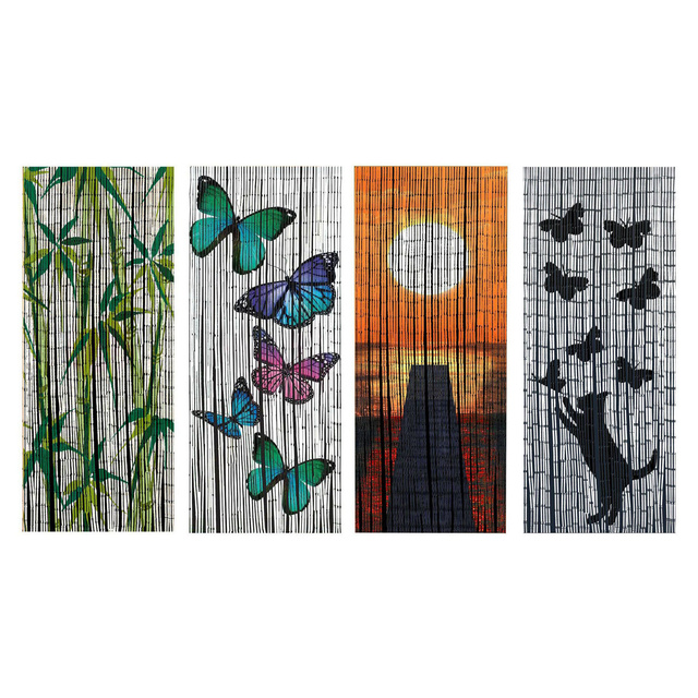 Cortină din bambus Pisica și fluturii, 90x200 cm, Pisica și fluturii