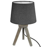 Lampa de masa MINI GRIS, picioare din lemn, 30 cm
