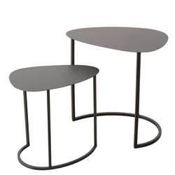 Set de două măsuțe de cafea JERRY, în formă de lacrimă, din metal.