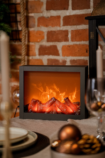 Semineu electric LED, decoratiuni de Craciun, 29 x 23 cm