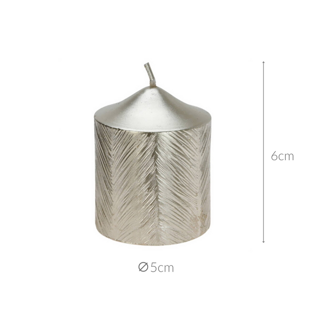 Lumânare decorativă cu model metalic, 5 x 6 cm