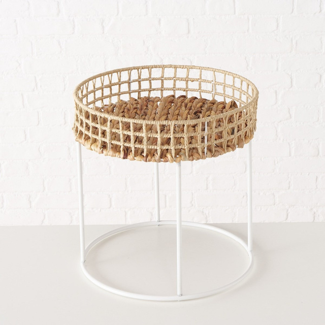 Măsuțe de cafea Amon, blat țesut pe cadru metalic, Ø 39-44 cm