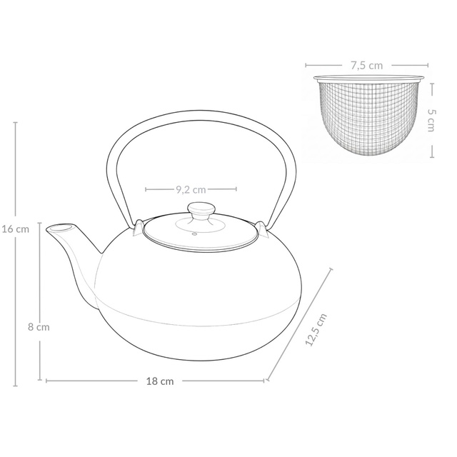 Ceainic din fontă cu infuzor NOMI, 800 ml, alb
