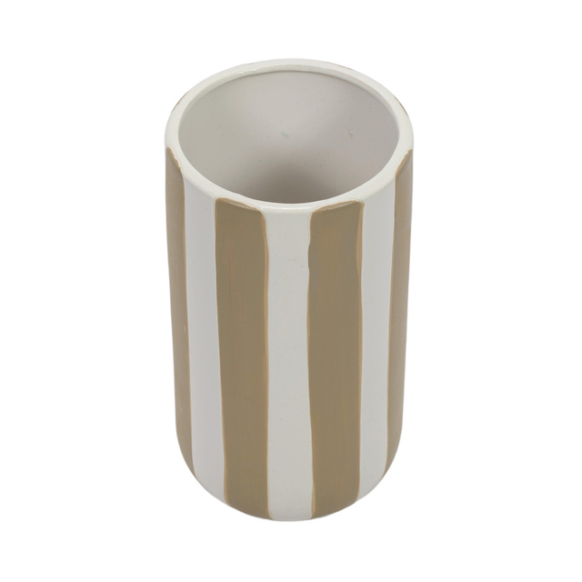 Vaza din ceramica cu dungi verticale groase, Ø 12 x 20 cm
