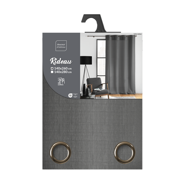 Cortină cu inele 140 x 260 cm SOLINE, negru