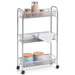 Organizator mobil multifuncțional pentru bucătărie sau baie, 3 rafturi plasă, 4 roți, material metalic, ZELLER