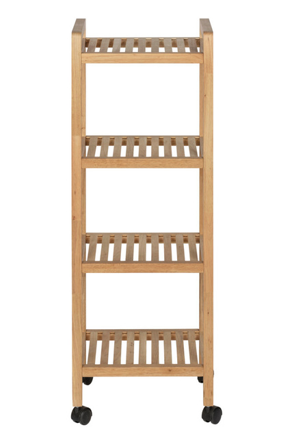 Raft pentru baie pe roti NORVEGIA cu patru rafturi, lemn de nuc, 31x35x97 cm, Wenko