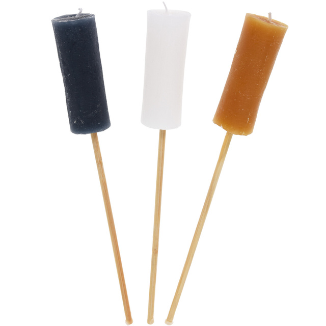Set lumanari cu maner din lemn, 32 x 4 cm