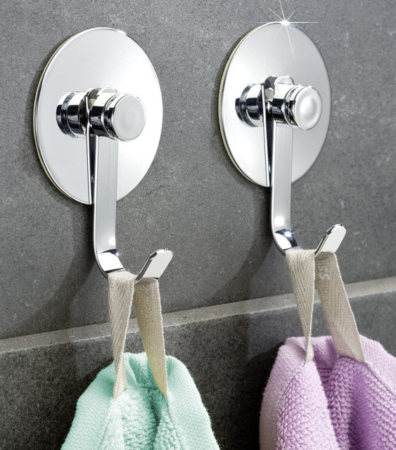 Set 2 suporturi pentru prosoape, Argintiu, 8,5x6cm