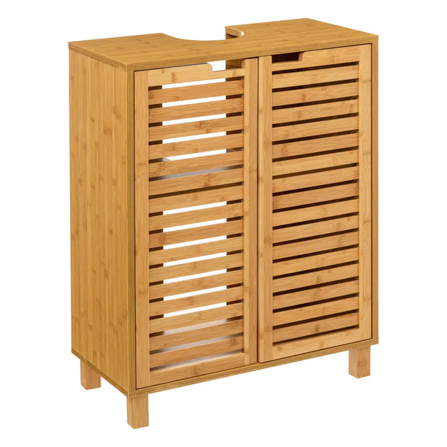 Dulap sub chiuvetă cu uși de bambus SICELA, 60 x 28 x 80 cm