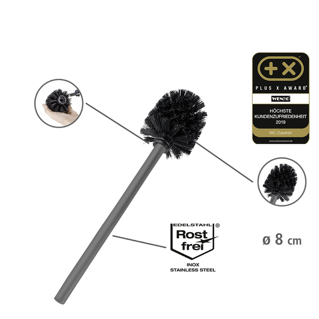 Suport pentru hârtie igienică și perie WC RIVALTA, 3 în 1, WENKO, antracit.