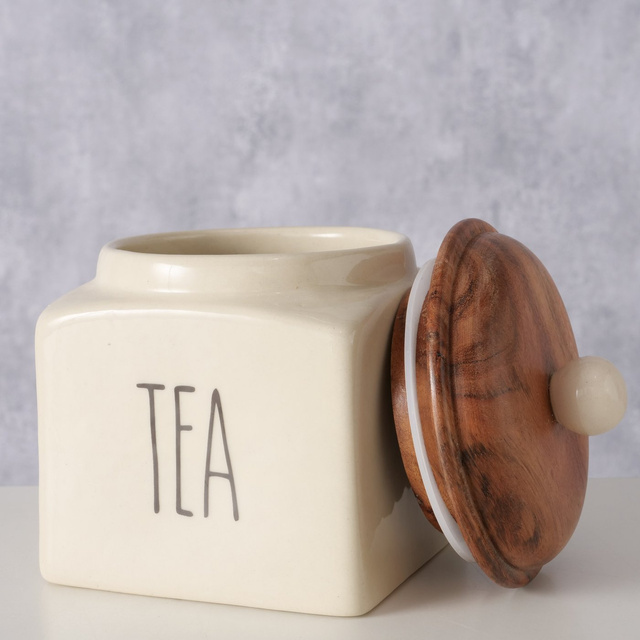 Recipient pentru alimente din ceramică, capac din lemn, SUGGY