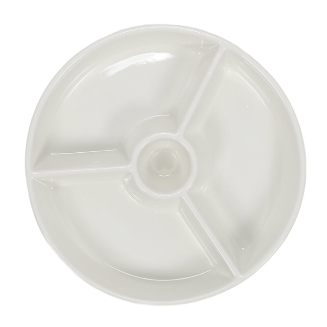 Platou rotund pentru aperitive cu compartimente și loc pentru sos, Ø 19,5 cm