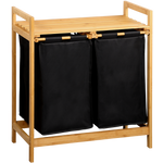 Cos de rufe din bambus, doua compartimente, 64 x 73 cm