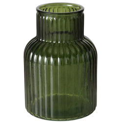 Vaza din sticla 
 Relea, sticla 
 canelata, 20 cm, 
 verde inchis