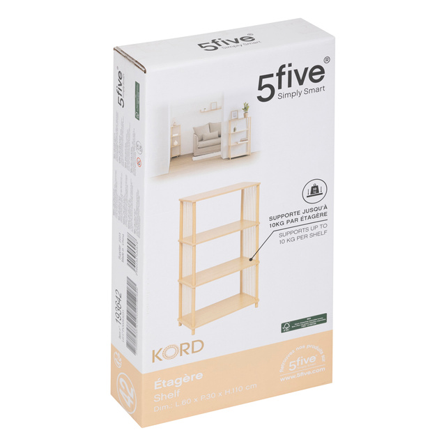 Bibliotecă deschisă KORD, 4 niveluri, 60 × 30 × 110 cm