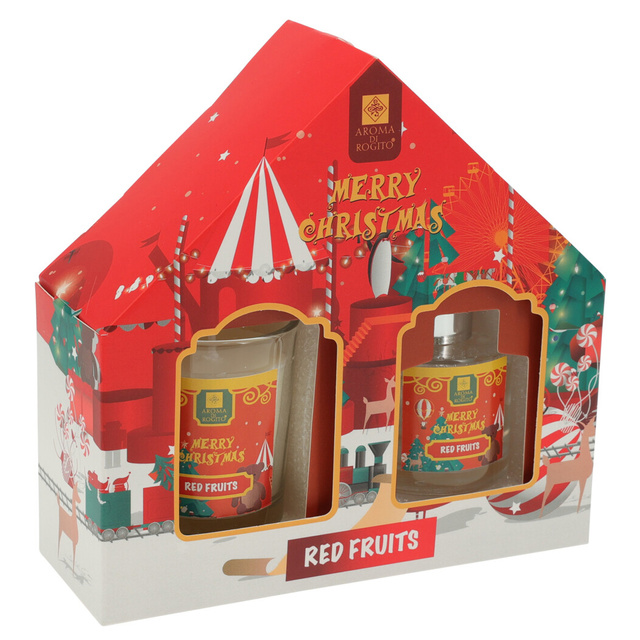 Set de parfum ulei 40 ml + lumânare, fructe roșii