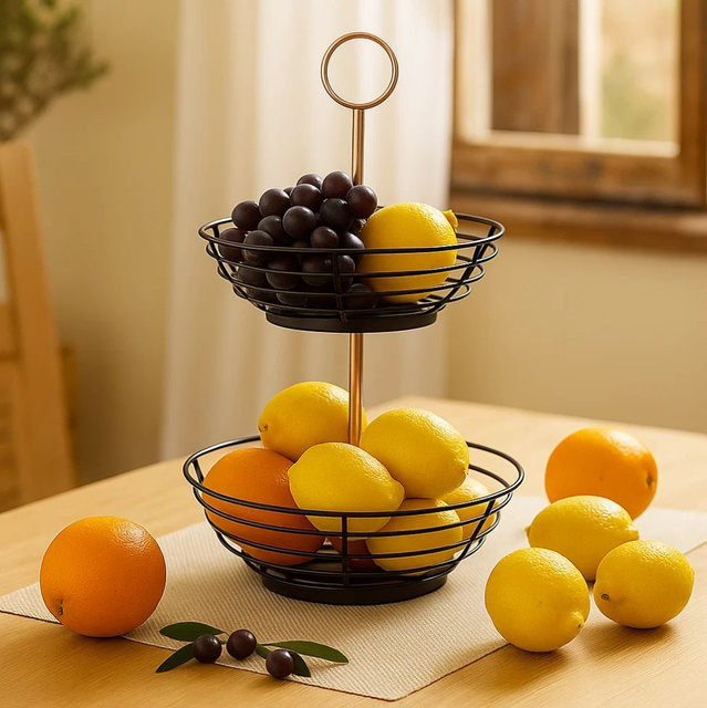 Pătratul cu două niveluri pentru fructe, metal