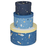 Cutii de depozitare pentru jucarii rotunde SPACE, set de 3 cutii