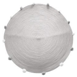 Covor roz pentru copii cu pompon, Ø 90 cm