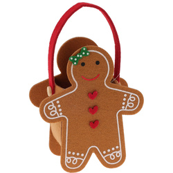 Geanta din fetru cu motiv de Craciun, 13 x 15,5 cm