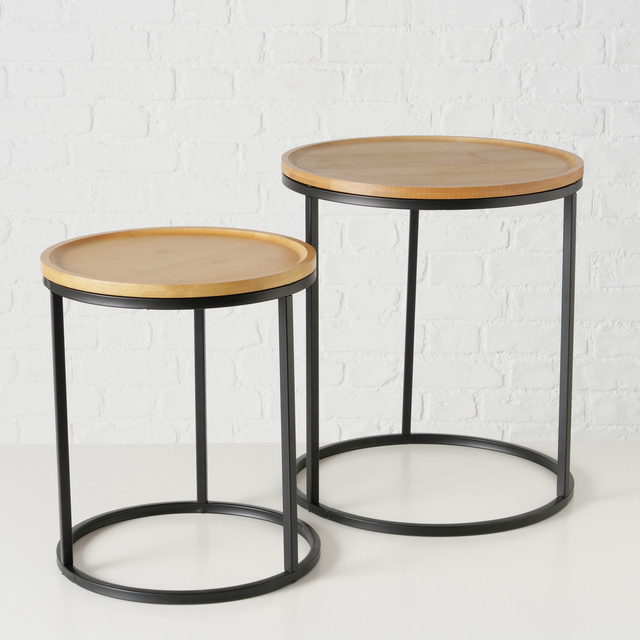 Set mese laterale cu blat din bambus BORINO, inaltime 38-45 cm