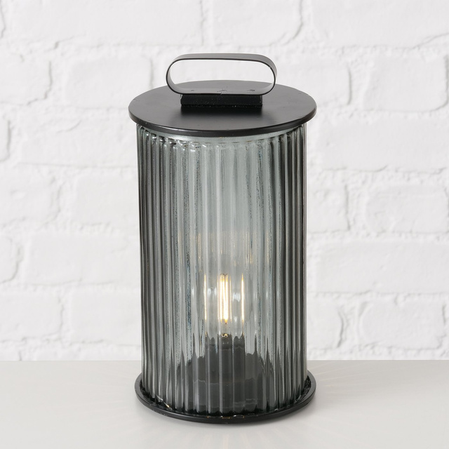 Felinar Spargo, sticla canelata, negru