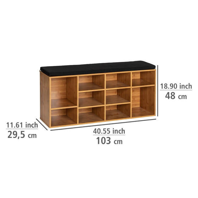 Dulap pentru pantofi cu scaun negru din stofă LOFT, maro, Wenko