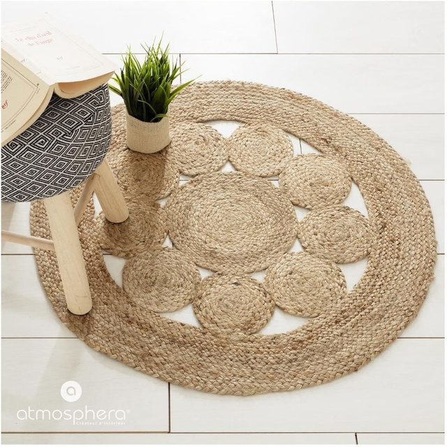 Covor decorativ din iută rotund, Ø 80 cm