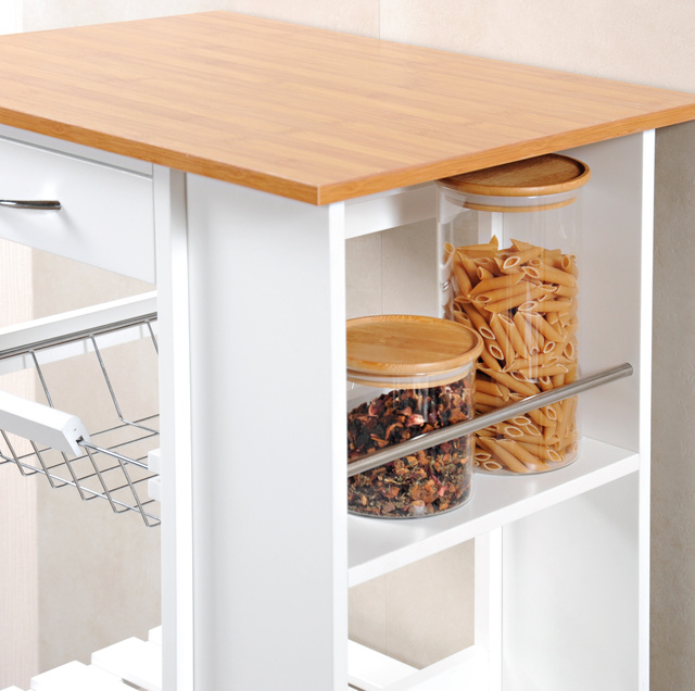 Cărucior de bucătărie, 3 niveluri, alb, KESPER